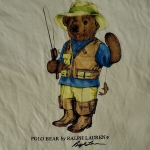 Ralph Lauren Polo Bear Fishing Tee in Blue and Tan